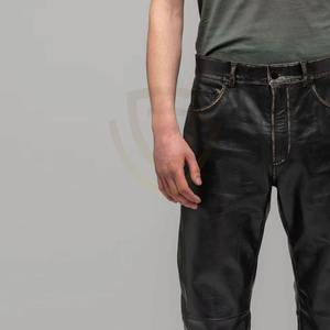 Pantalon en cuir véritable décontracté pour homme de haute qualité, best-seller avec logo personnalisé pour motards - Product Image 5