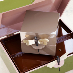 Boîte à bijoux de luxe en bois laqué avec poignée libellule, élégante, faite à la main, finition haute brillance, organisateur de rangement pour la décoration intérieure OEM ODM - Product Image 3