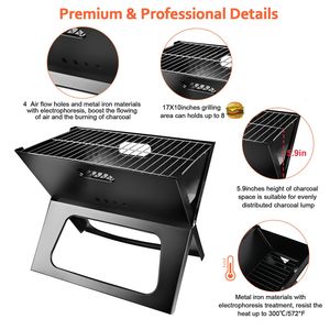 Portable Stainless Steel & Iron Foldable BBQ Grill for <b>Camping</b> Garden Outdoor Travel for Cooking - Product Image 5