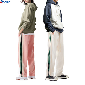 Pantalones Holgados de Estilo Único para Hombre, 100% Algodón, Forro Polar, Cintura Elástica con Franjas Laterales, Ropa de Invierno - Product Image 1