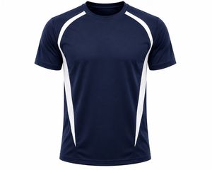 T-shirt décontracté noir à col rond et manches courtes pour homme, avec bordure contrastante blanche sur le devant, coupe classique, en tissu tricoté, lavé, écologique, vierge - Product Image 5