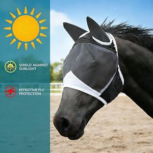 2pcs <b>Fly</b> <b>Mask</b> with Ears for Horses Soft Stretchy Mesh Horse Face Cover, Breathable Eye Protection <b>Fly</b> <b>Masks</b> UV Protective Horse - Product Image 1