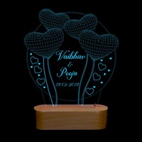 Lampe LED S3D Illusion Multicolore en Gros avec Design Cercle et Cœur de Ballon, Veilleuse en Acrylique Disponible à la Vente