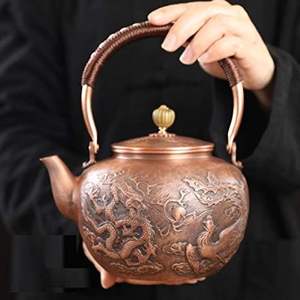 Bouilloire à thé traditionnelle en cuivre, fabriquée à la main, avec une finition élégante, un couvercle robuste et une poignée confortable résistante à la chaleur - Product Image 5