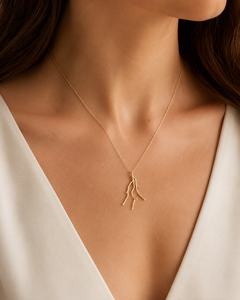 Collier chaîne à maillons en argent sterling 925 plaqué or 18 carats avec perle d'eau douce et pendentif branche de corail océanique pour fiançailles et mariage - Product Image 5