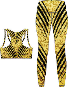 Ensemble de yoga pour femme : Soutien-gorge de sport et leggings à imprimé géométrique, taille haute, longueur intégrale, dos nageur, col rond, extensible dans les quatre sens, vêtements de sport - Product Image 3