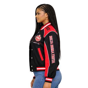 Delta Sigma Theta Black Racing Twill Jacket for Women Comfortable Fit Premium Fabric Greek Sorority Apparel Casual Wear - Product Image 3