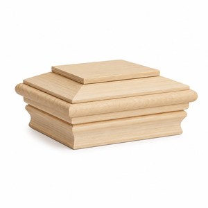 Tapa Decorativa Premium de Madera Dura con Parte Superior Plana para Postes de Cercas y Terrazas de Apartamentos, Diseño Contemporáneo Piramidal de Madera Sólida - Product Image 2
