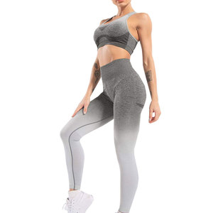 Vente directe usine – Ensemble de yoga 2 pièces pour femme, taille mi-haute, séchage rapide, écoresponsable, en Spandex/Polyester, pour entraînement et fitness - Product Image 1