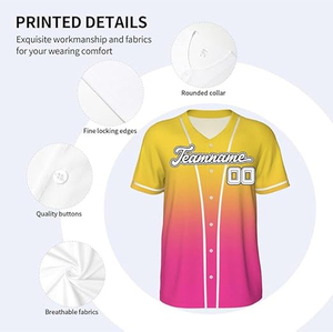 Maillots de baseball et de softball en coton biologique 100% imprimés en sérigraphie, t-shirts à col en V, séchage rapide, unisexe, service OEM ODM - Product Image 6