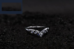 High Quality 925 Solid Sterling Silver Eternity Band <b>Ring</b> Natural Curved <b>Blue</b> Sapphire Gemstone Fashion Accessory for Women's - Product Image 3