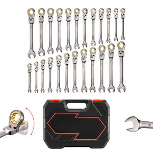 Set di chiavi a cricchetto a testa flessibile da 24 pezzi, SAE e metriche, 72 denti, in acciaio Cr-V, con chiavi a bussola da 17 mm e 12 mm - Product Image 1