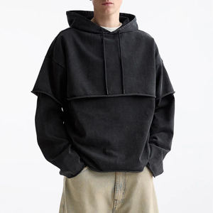 Sweat à capuche streetwear personnalisé de haute qualité, style pull, effet délavé à l'acide, pour l'hiver, style vintage, double couche - Product Image 3