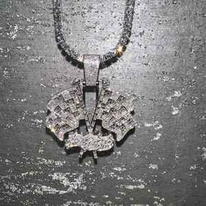 Collar con colgante Icy Flag, colgante Gabriel, colgante Hip Hop con diamante Moissanita VVS, colgante Rapper, regalo de cumpleaños para él - Product Image 2