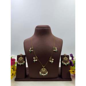 Indian Ethnic Unnati Invisible Traditional Necklace-<b>Gold</b> Plated Zirconia Fine Jewelry <b>Set</b> - Product Image 2