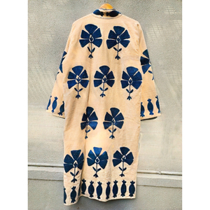 Manteau long de style kimono en velours Suzani fait main, grande taille, hiver, broderie écologique - Product Image 6