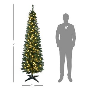 Albero di Natale Artificiale Slim Noble Fir Pre-Illuminato da 210 cm con 200 Luci LED Bianco Caldo e 499 Punte - Decorazioni Natalizie - Product Image 3