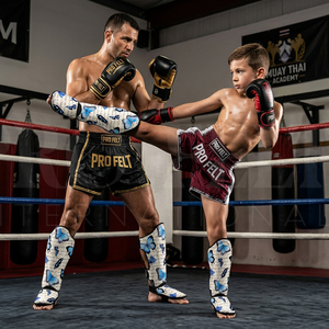 Protège-tibias de Muay Thai personnalisés avec logo, pour arts martiaux, kickboxing, entraînement de boxe, MMA, karaté, combat – Vente chaude - Product Image 2