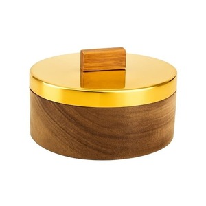 Casserole en bois haut de gamme avec couvercle doré et poignée rectangulaire en bois pour servir les aliments, design écologique, très demandée - Product Image 2