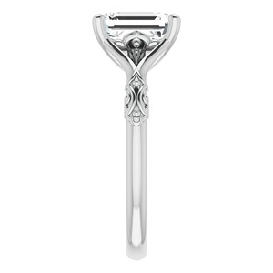 2.5CT Emerald Cut Vintage <b>Ring</b> VVS1 Moissanite Solitaire Engagement <b>Ring</b> For Her 14K Solid White Gold Wedding <b>Statement</b> <b>Ring</b> - Product Image 4