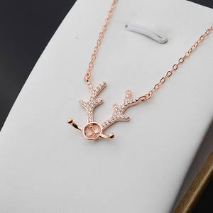 Accesorios de Plata S925 para DIY, Juego de Perlas de 8-9 mm con Cadena y Colgante de Clavícula con Circonita, Soporte Vacío para Collar Tide 345 - Product Image 3