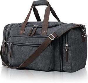 กระเป๋าเดินทางผ้าแคนวาสสไตล์เรโทร ความจุสูง สำหรับเดินทางค้างคืนหรือวันหยุดสุดสัปดาห์ พร้อมช่องซิปด้านข้างและระบบปิดซิปที่ปลอดภัย - Product Image 2