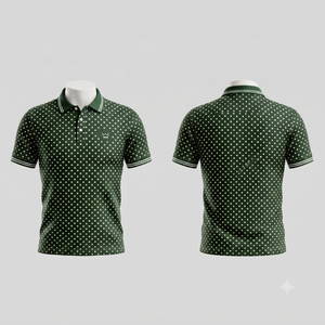 <b>Men's</b> <b>Green</b> Polka Dot <b>Polo</b> <b>Shirt</b> Short Sleeve Cotton Oxford Casual Style Breathable Front Logo - Product Image 1