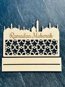 Wooden Ramadan Mubarak <b>Decor</b> With Mosque Silhouette And <b>Star</b> Pattern Tabletop Home <b>Decor</b> For Islamic Festival Traditional Design - Product Image 6