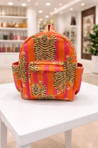 Orange Stylish 10kg Capacity Quilted Organic Cotton <b>Backpack</b> Zipper Animal Printed Eco-Friendly Lightweight Customizable Student - Product Image 3