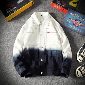 Doger Custom Embossed Men Denim <b>Jacket</b> Red Paint Streetwear Distressed Jean <b>Jackets</b> Men with Rivet and <b>Rhinestone</b> - Product Image 2