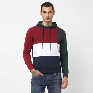 Sweat-shirt à capuche pour homme, coupe ample, bicolore, 100% coton tricoté, décontracté, pour l'automne, impression numérique, respirant - Product Image 1
