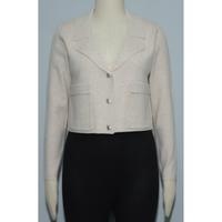 Cardigan en laine jacquard tricoté pour femme, col rond, manches longues, respirant, style décontracté estival, haut élégant