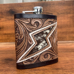 ขวดวิสกี้พกพาสำหรับบรรจุในกล่องเครื่องดื่มแอลกอฮอล์กลางแจ้งทำจากหนังเครื่องมือทำจากสเตนเลสขนาด8ออนซ์ใหม่ - Product Image 2