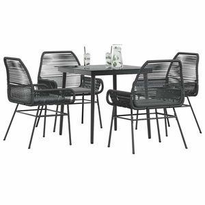 Conjunto de comedor para jardín mediano con cubiertas extraíbles de poliratán negro - Product Image 1
