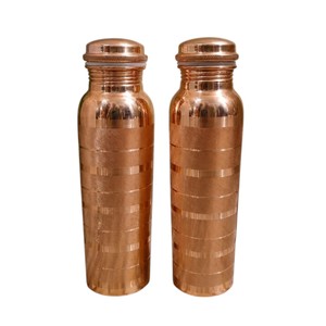 Bouteille d'eau en cuivre pur martelé avec motif à pois dorés, anti-fuite, bienfaits ayurvédiques et idéale pour les cadeaux - Product Image 3