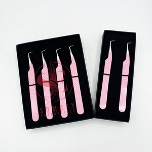 ชุดแหนบสำหรับต่อขนตาและคิ้วแบบมืออาชีพชุดปากคีบต่อขนตา90องศาทำจากสเตนเลสสตีลขายส่ง - Product Image 5