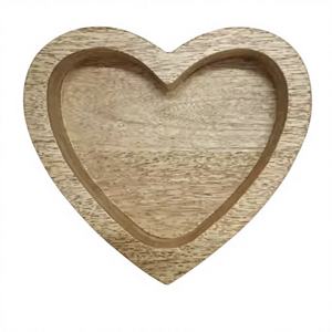 Cuenco para Velas en Forma de Corazón, Hecho a Mano en India, de Madera de Mango Natural Marrón, Ecológico, Decoración Navideña para el Hogar y el Jardín - Product Image 1