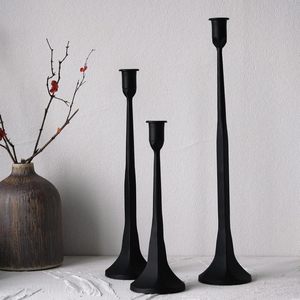 Premium casted aluminium candle stand set <b>black</b> cast Aluminium & cast Iron Candle Holders ideal for modern decor styling - Product Image 1