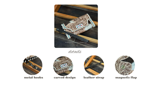 Haute qualité Designer cuir de vachette pochette usiné à la main sculpture portefeuilles en cuir véritable carte de crédit bracelet portefeuilles pour femmes - Product Image 3