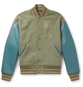 <b>Men's</b> Varsity <b>Jacket</b> Red Gray <b>Leather</b> Sleeve Embroidered B Letter Patch Casual Windproof Preppy Style Collarless Autumn Wear - Product Image 4