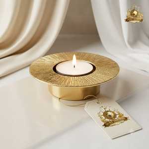 Porte-bougie décoratif floral avec accent papillon, support en métal doré pour bougies chauffe-plat, décoration de table - Product Image 3