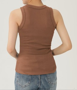 Débardeur décontracté pour femme, col rond sans manches, respirant, confortable, tendance, polyvalent, côtelé - Product Image 2