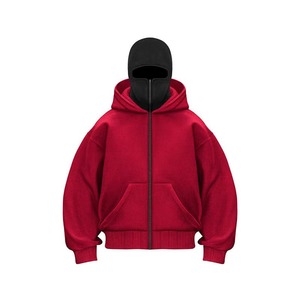 Factory Balaclava Hoodie Streetwear Half Zip up Double Layer Hoodies Custom logo Heavyweight High Quality Balaclava Zip Hoodie - Product Image 2