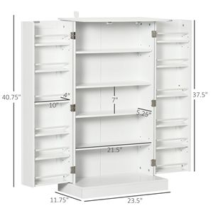 41\" Modern Freestanding Storage Cabinet White <b>Kitchen</b> <b>Pantry</b> Double Doors Adjustable Shelves for Living Room-Made Metal Plywood - Product Image 3