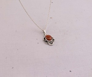 Pendentif en pierre de soleil naturelle, bijoux en argent sterling 925, pendentif en pierre précieuse scintillante fait à la main, style vintage, collier ovale en pierre de soleil - Product Image 2