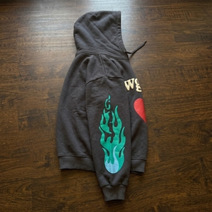 Snowgrace Black Hooded <b>Sweatshirt</b> Oversized Fit Front <b>Heart</b> Print Regular Sleeve Men Casual Autumn Wear - Product Image 6