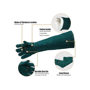 ถุงมือเชื่อมหนังวัวแท้คุณภาพสูง แบบยาว ป้องกันความร้อน ทนทาน เหมาะสำหรับงานดับเพลิง ป้องกันไฟ และทำบาร์บีคิว - Product Image 4