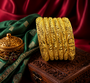 Ensemble de bracelets en laiton plaqué or, tendance, à motifs floraux ajourés, bijoux de mariage pour femmes, logo personnalisé disponible, ensemble pour toutes les occasions religieuses - Product Image 2