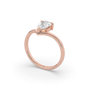 Bague légère en or 14 carats avec diamant de laboratoire taille poire de 1,10 carat, design unique, alliance d'anniversaire, or massif 10 carats, fournisseur de bijoux fins - Product Image 5