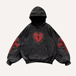 High Quality Custom Unisex Oversized Drop Shoulder Winter Y2K Hoodie 100% Cotton Heavyweight <b>Thick</b> <b>Fleece</b> Pullover Embroidery - Product Image 1